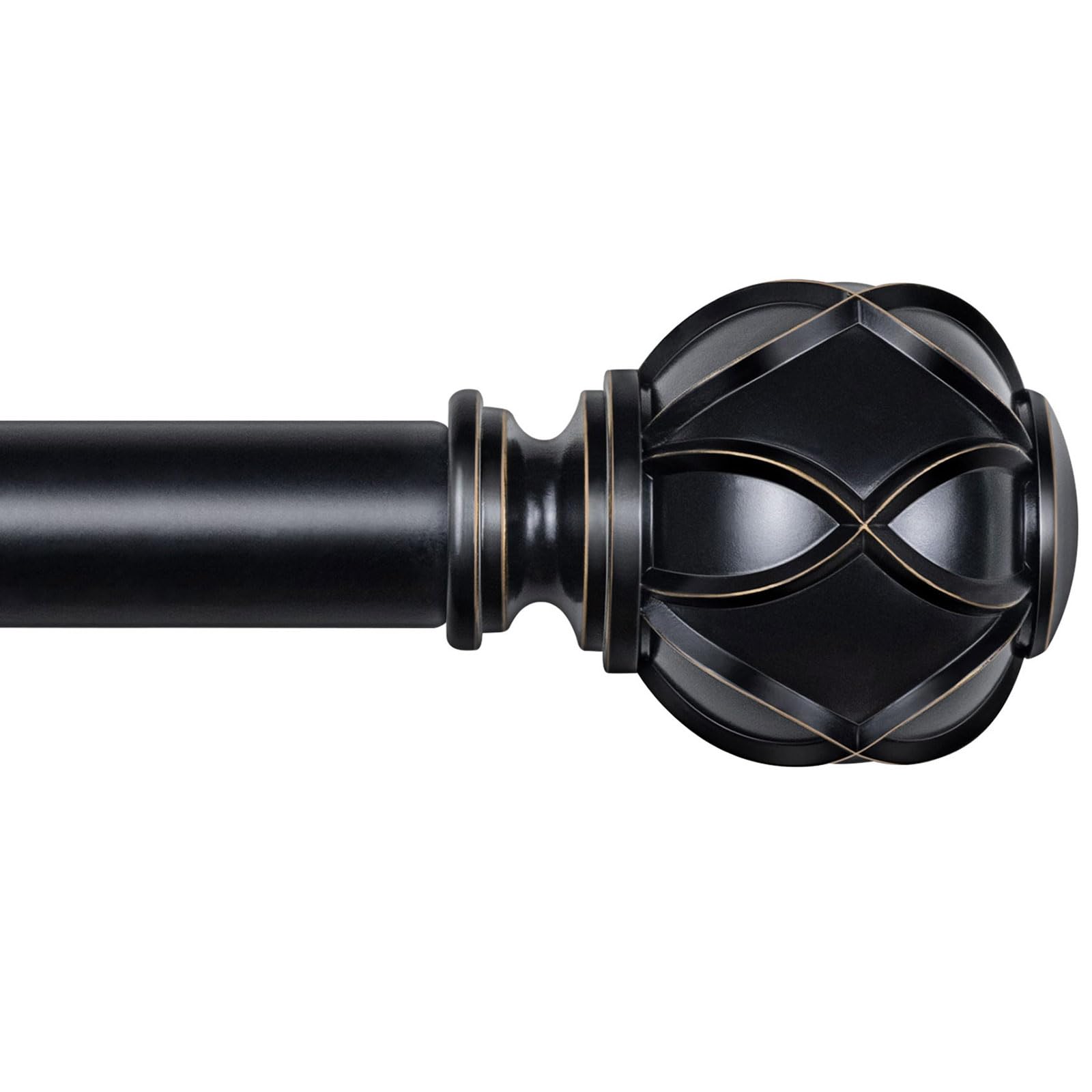 KAMANINA front view black curtain rod showing sleek profile and durability