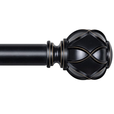KAMANINA front view black curtain rod showing sleek profile and durability