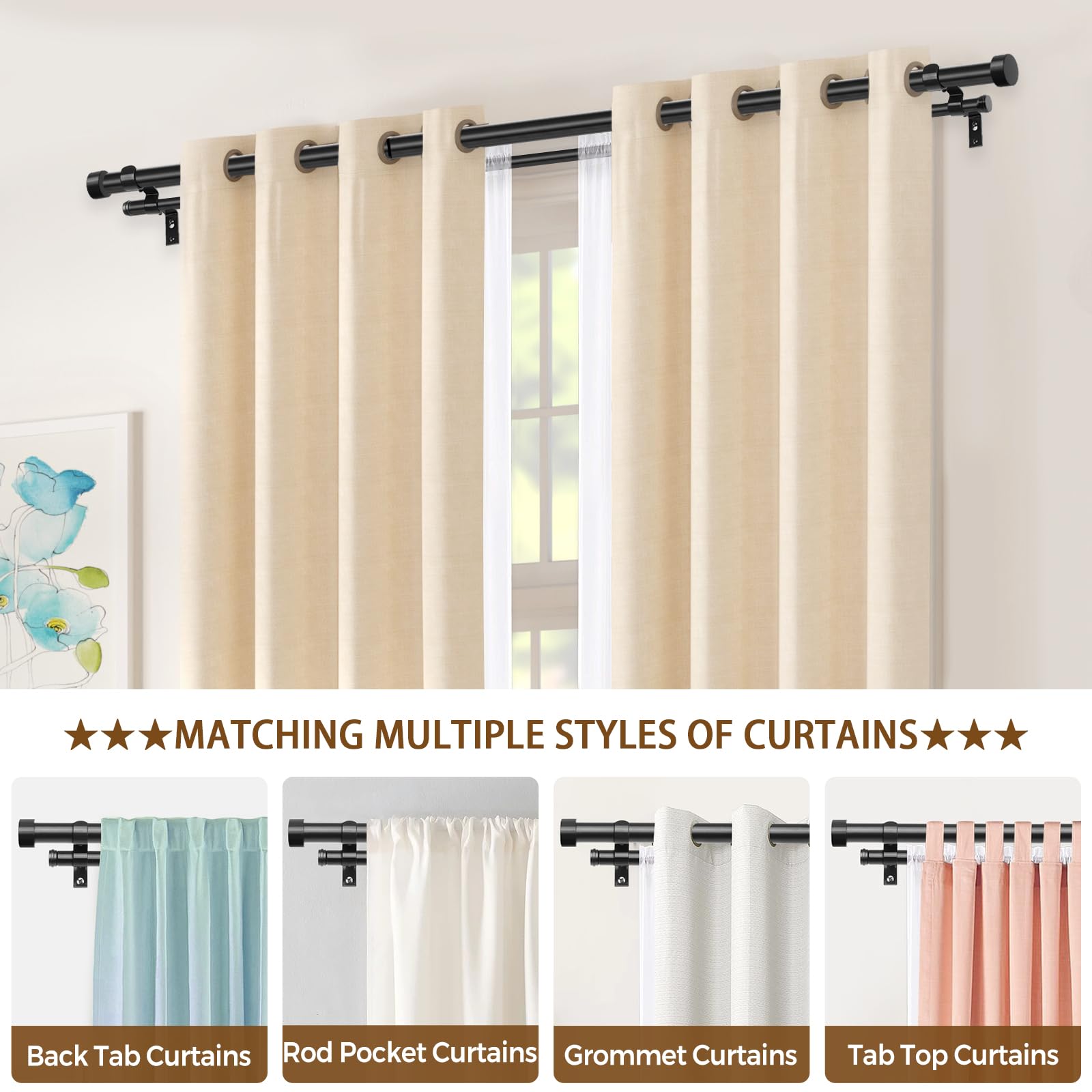 KAMANINA installed with sheers and drapes showing layered light control benefit