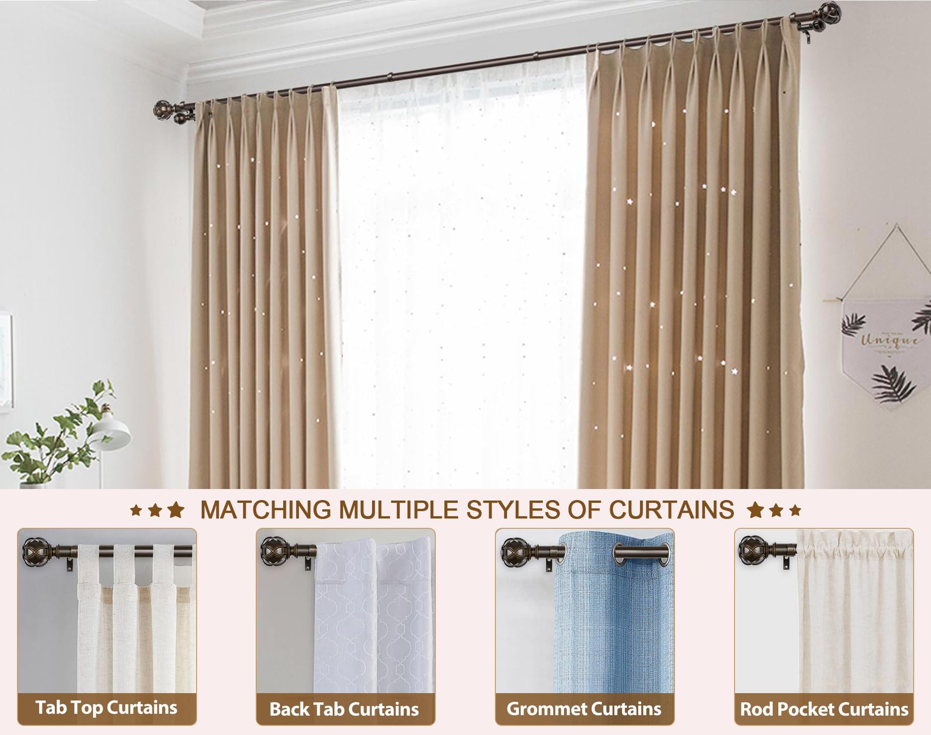KAMANINA bedroom installation demonstrating layered curtains and privacy