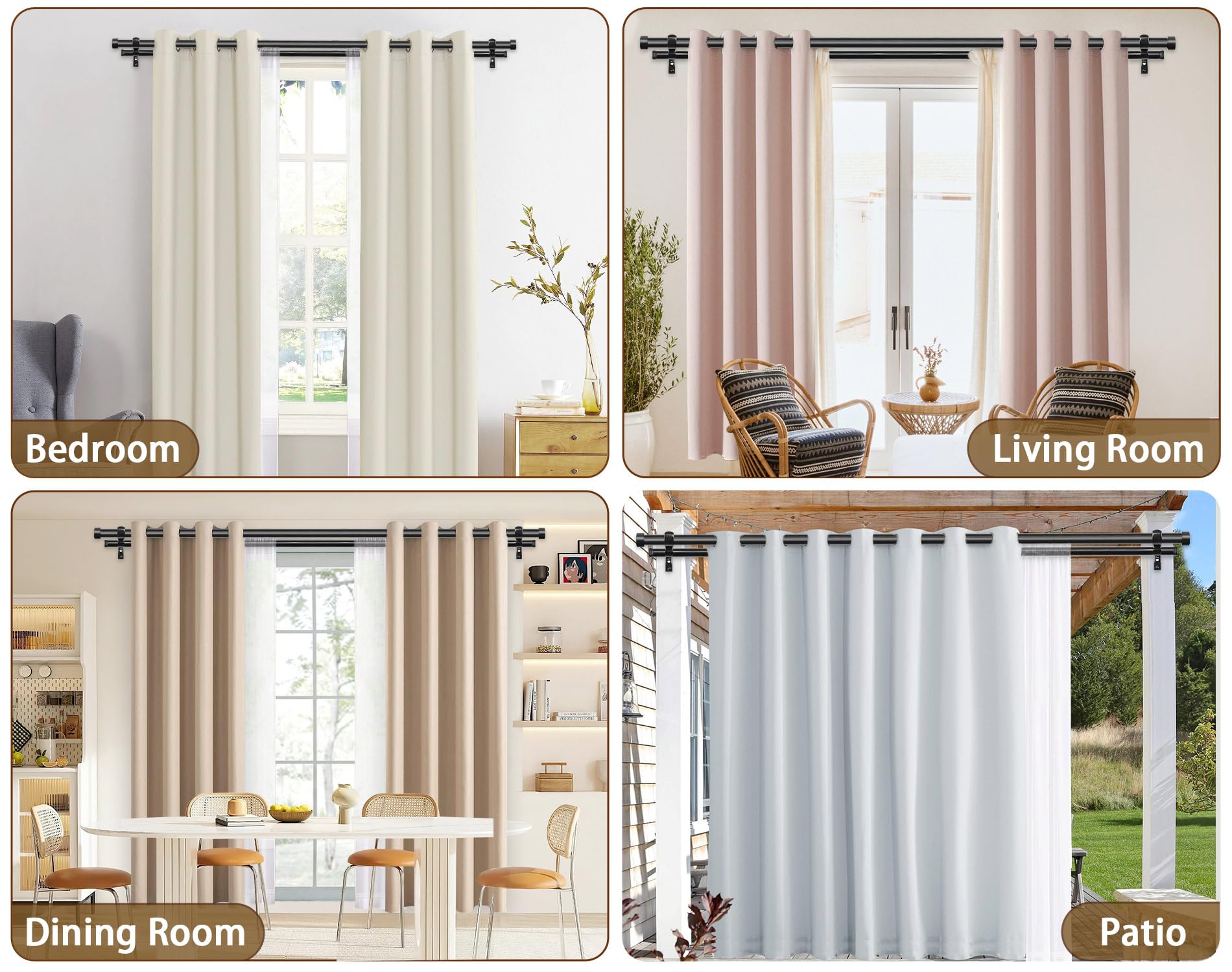 KAMANINA mounted in living room demonstrating layered curtains and elegant look
