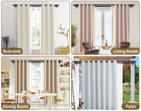 KAMANINA mounted in living room demonstrating layered curtains and elegant look