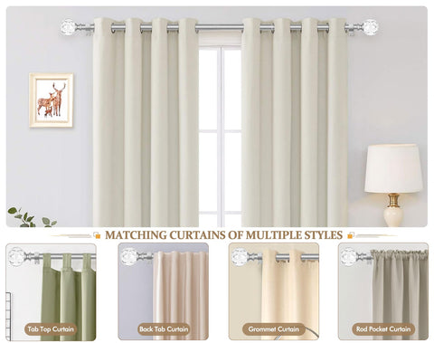 KAMANINA mounted silver rod across living room window offering sturdy curtain support