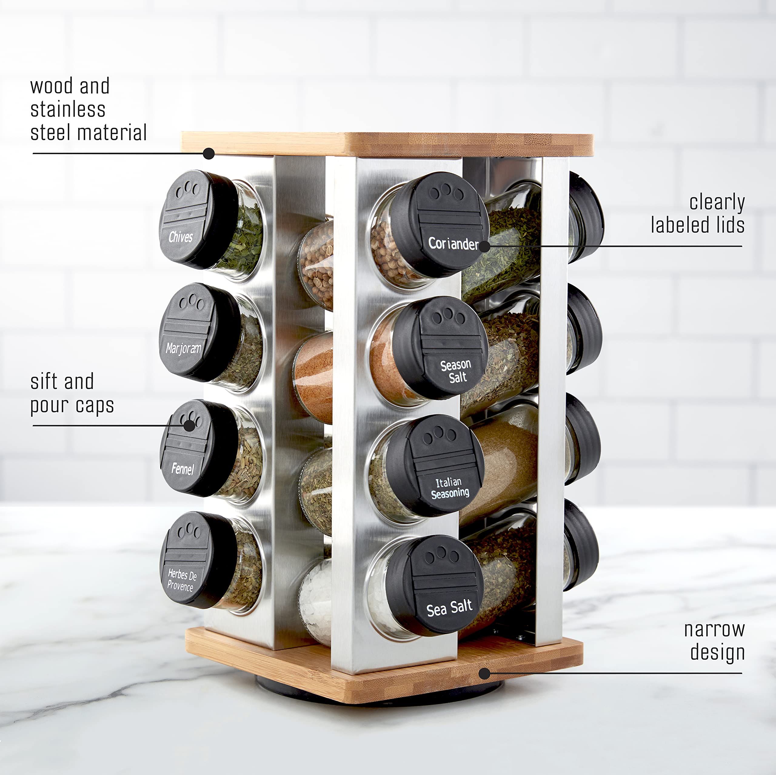 Kamenstein bamboo base with stainless steel frame highlighting durable, stylish design