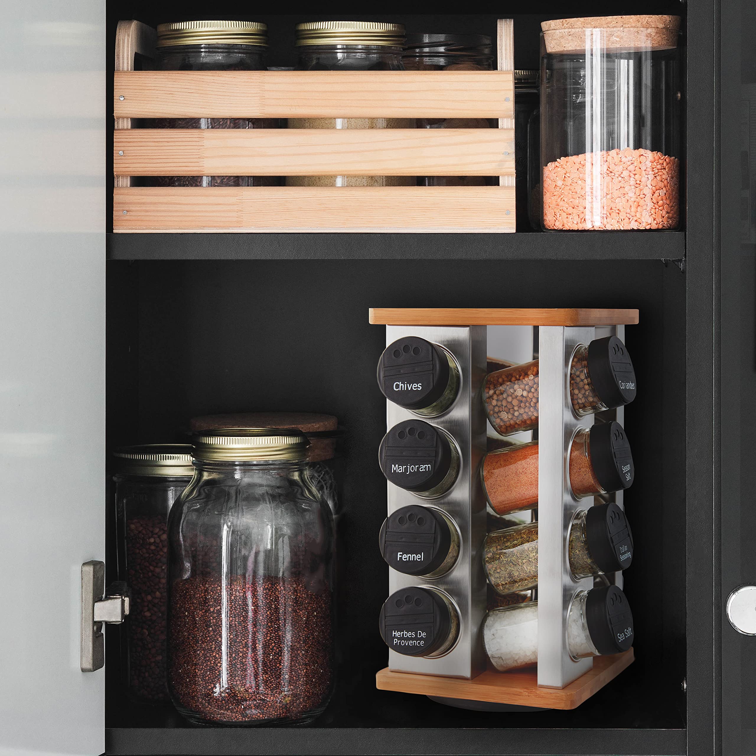 Kamenstein rack in use on countertop near stove for fast access while cooking