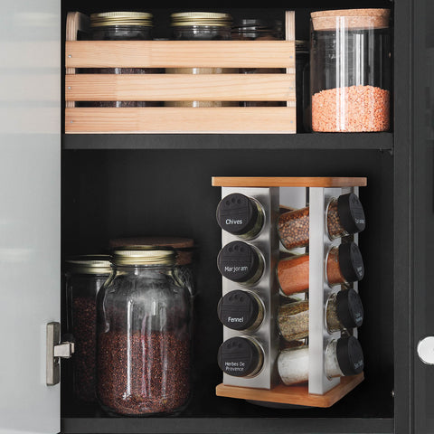 Kamenstein rack in use on countertop near stove for fast access while cooking