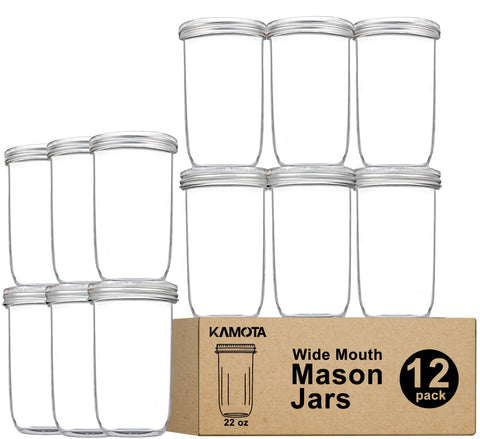 KAMOTA front view of 12-pack jars for organized storage benefit
