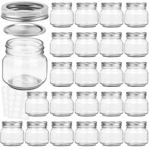 KAMOTA 24-pack front view showing neat stacked jars and silver lids for organized storage