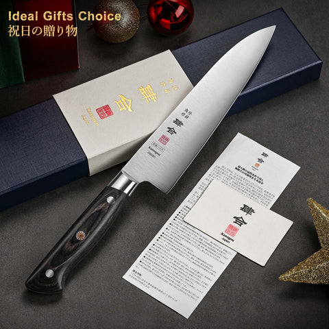 kanngou full knife next to ruler showing 8.27-inch blade for size clarity