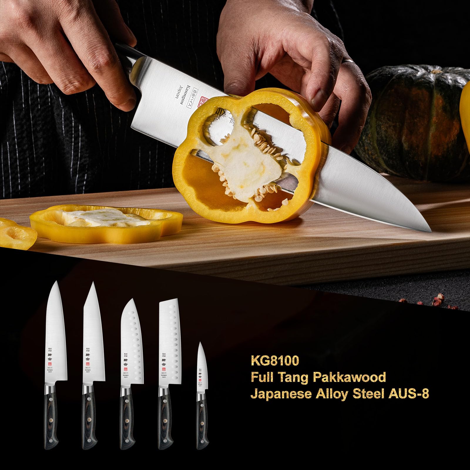 kanngou knife on countertop in lifestyle kitchen showing professional everyday use
