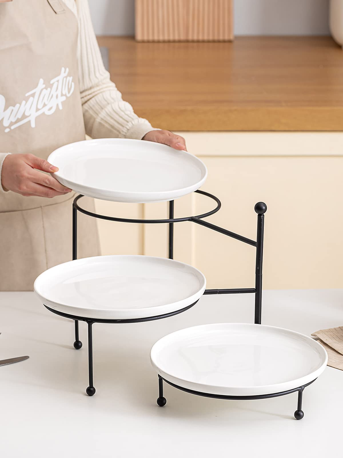 Kanwone straight-tier layout on kitchen counter showing space-saving compact footprint