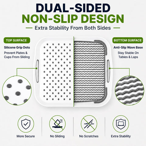 KAQAHIDO underside showing waved grip pattern that prevents sliding on tables or laps