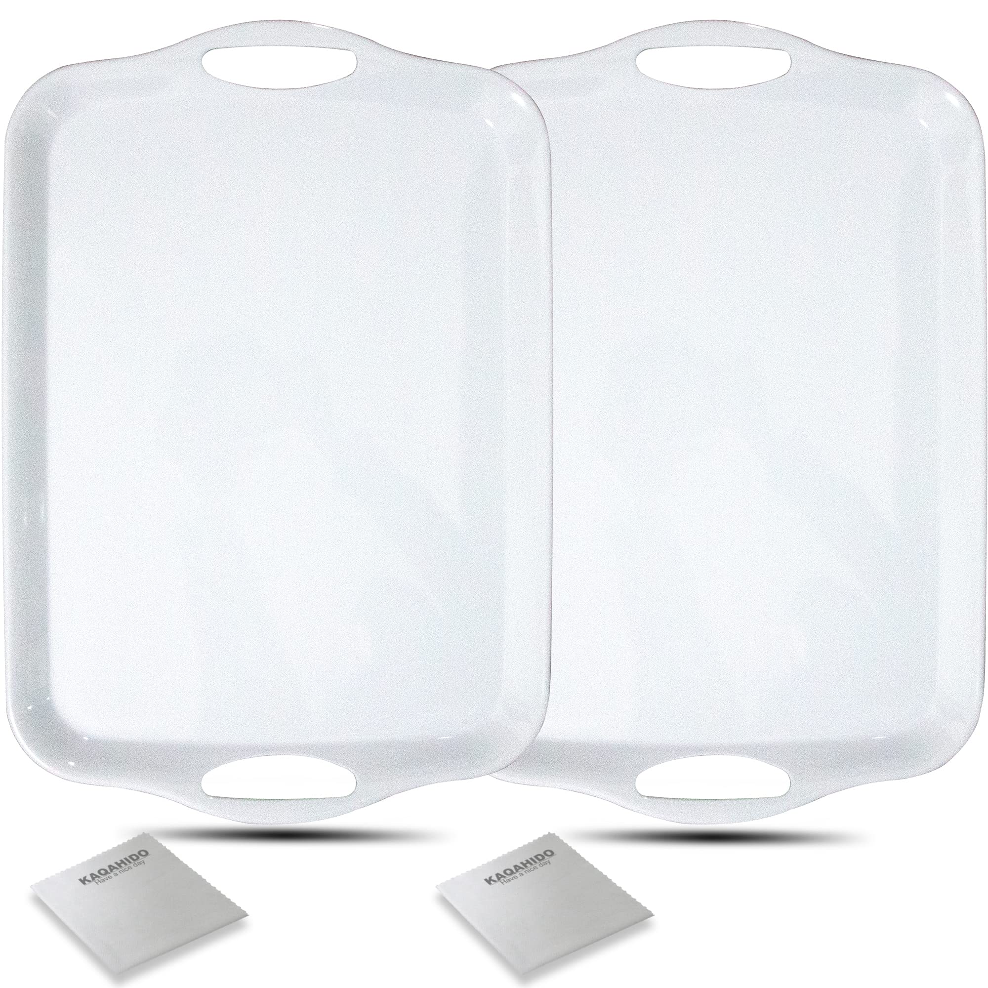 KAQAHIDO front view of white serving tray showing sleek finish and easy handling