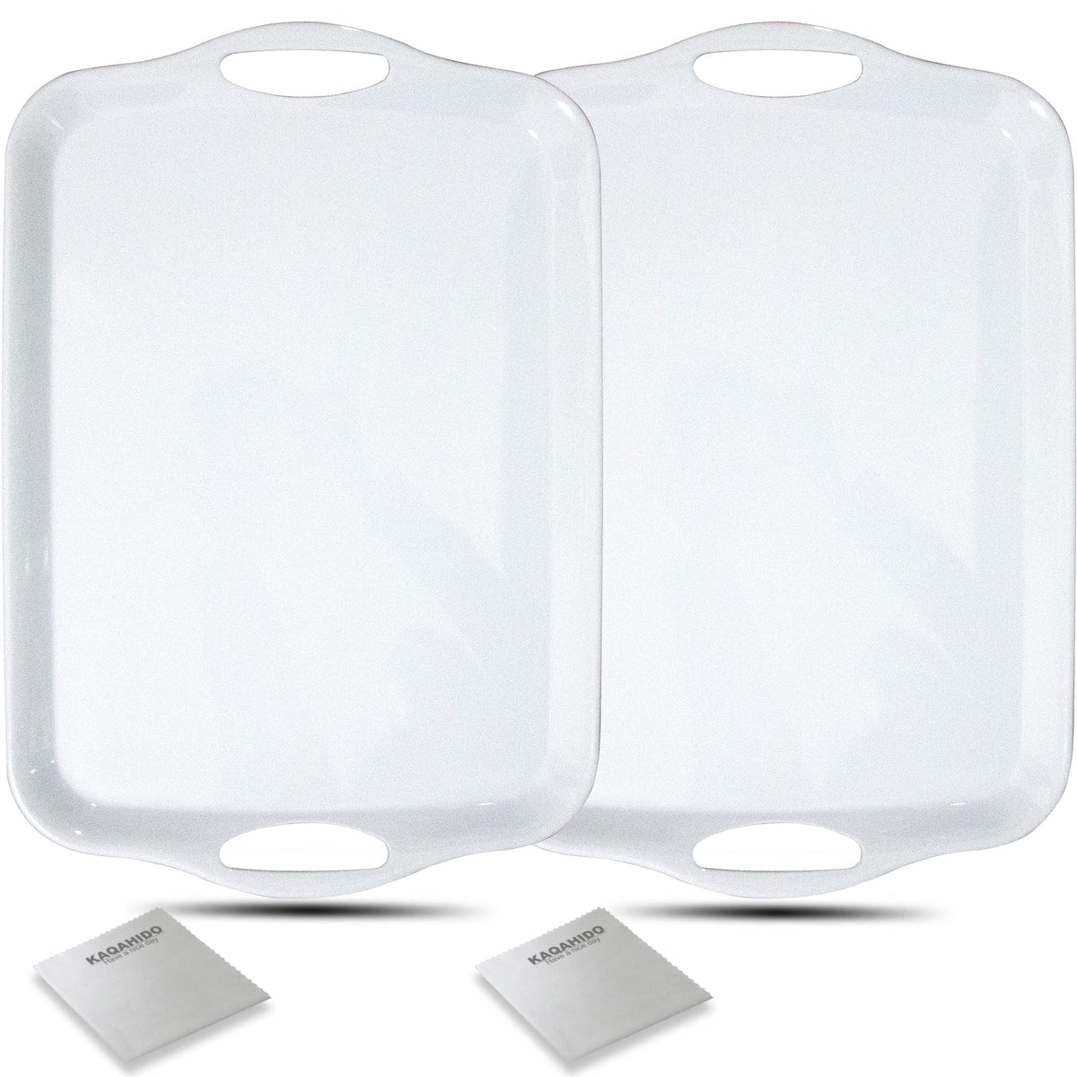 KAQAHIDO front view of white serving tray showing sleek finish and easy handling