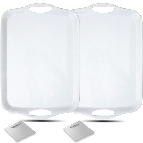 KAQAHIDO front view of white serving tray showing sleek finish and easy handling