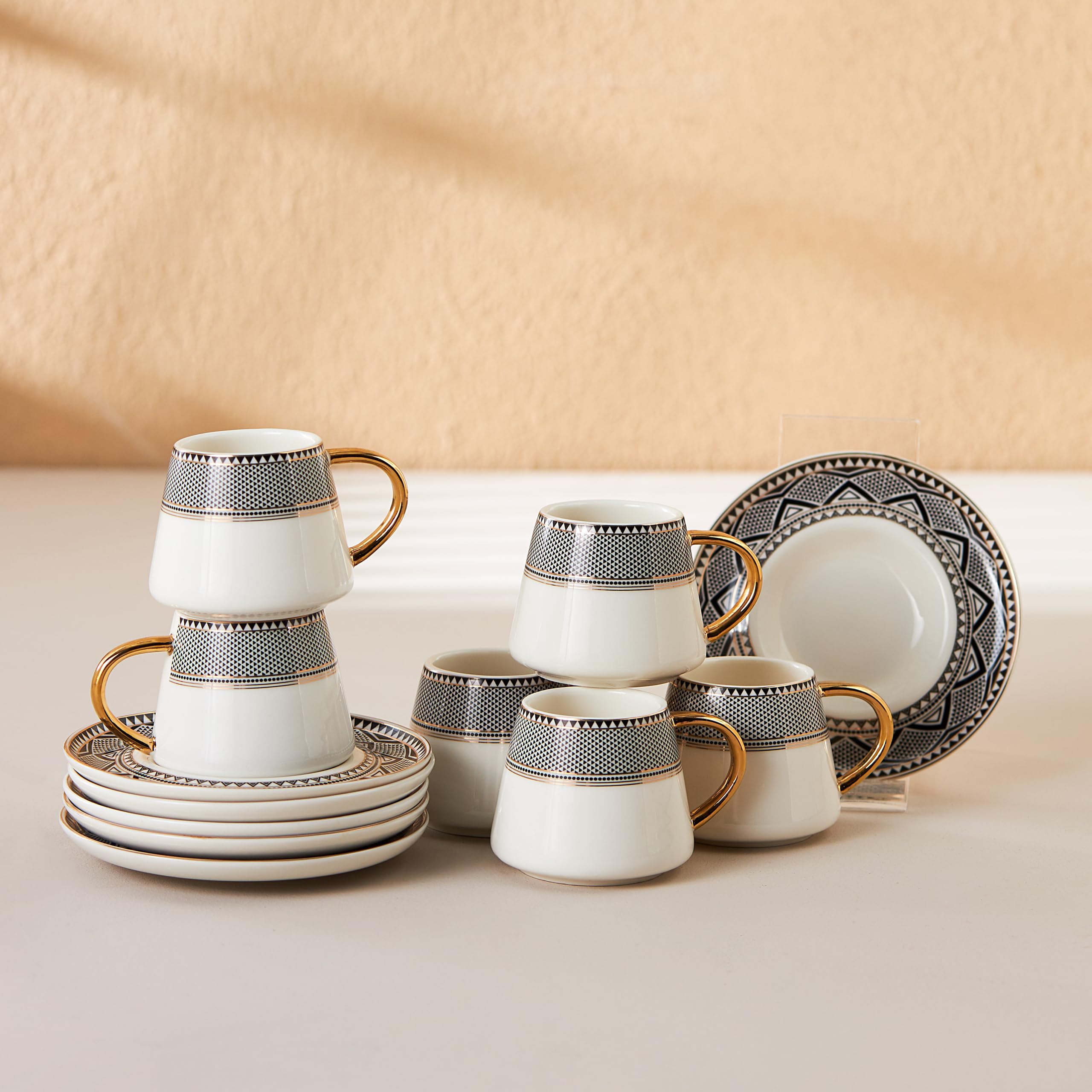 KARACA six cups arranged symmetrically, ideal for serving multiple guests