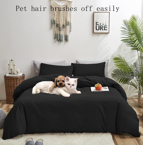 KAREVER queen comforter styled on bed demonstrating full coverage and sleek look