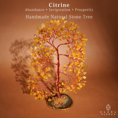 KARMAPLEDGE close-up of citrine and quartz beads highlighting natural texture benefits