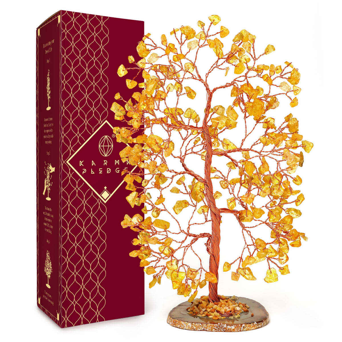 KARMAPLEDGE front view of citrine tree showing warm tones and balanced silhouette