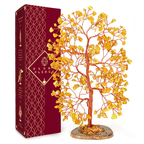 KARMAPLEDGE front view of citrine tree showing warm tones and balanced silhouette