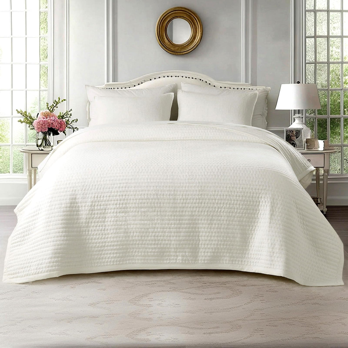KASENTEX oversized king quilt front view showing full coverage and clean design benefit