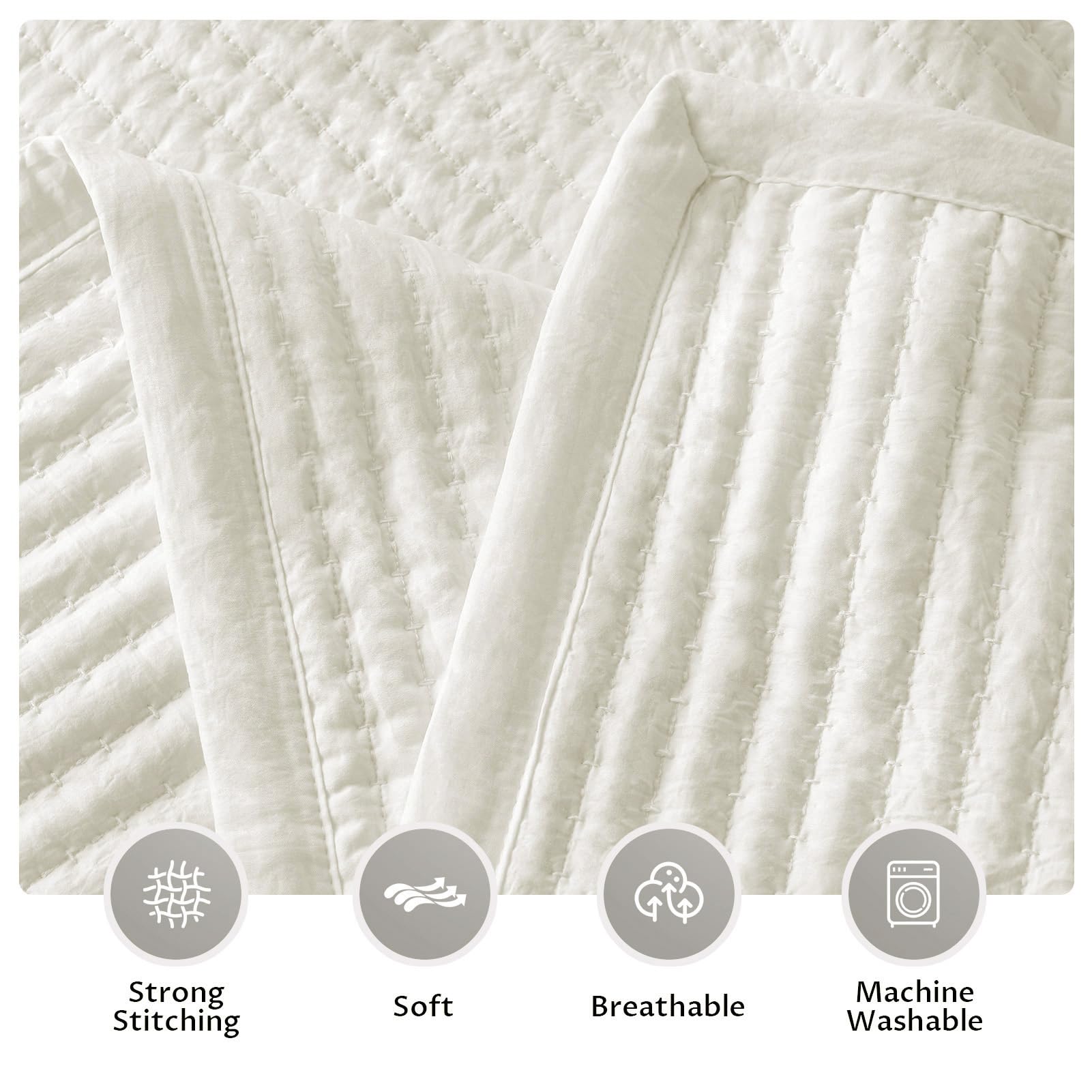 KASENTEX quilt in a styled bedroom demonstrating warm cream-white mood benefit
