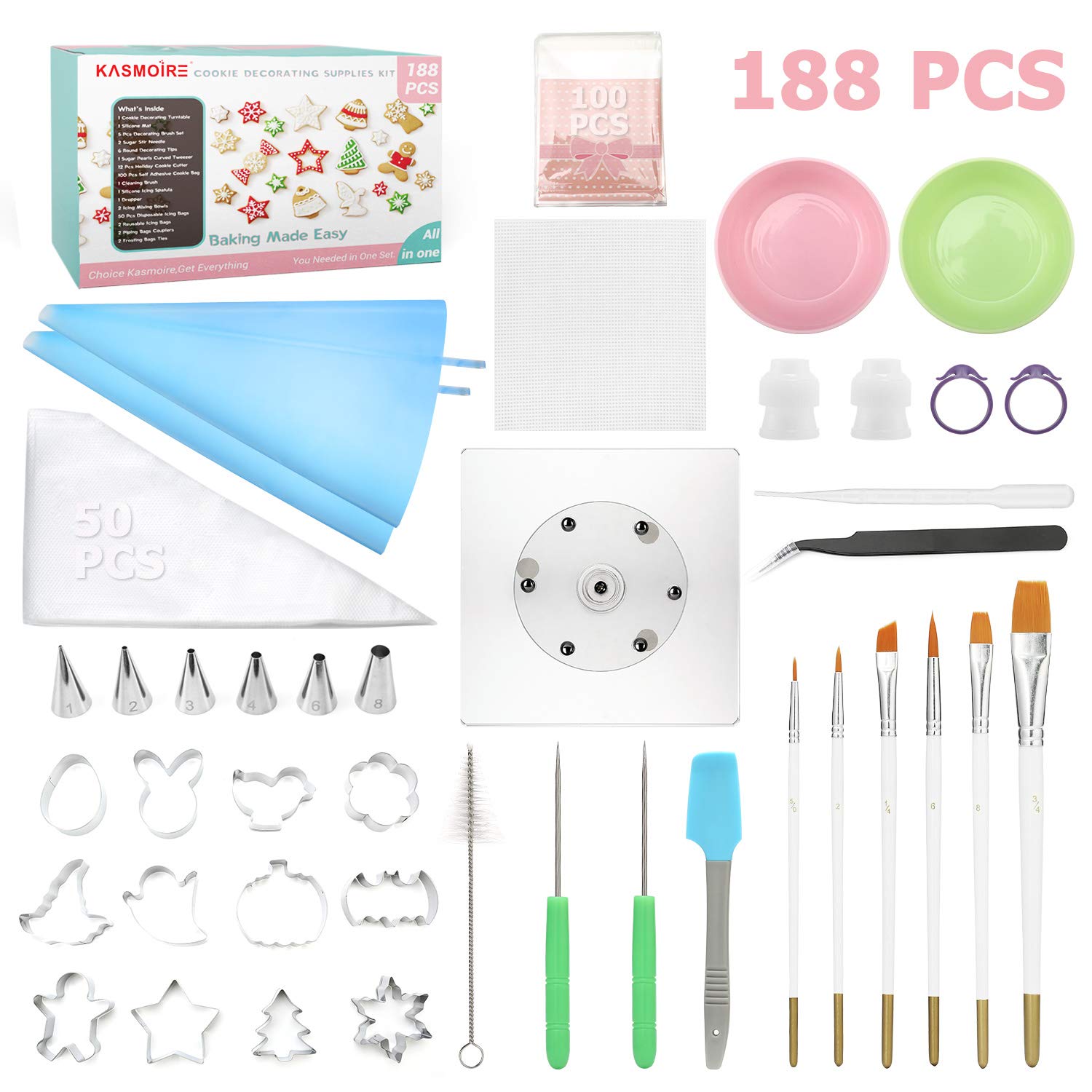 Kasmoire front packaging showing full 188pcs kit for easy storage and gifting