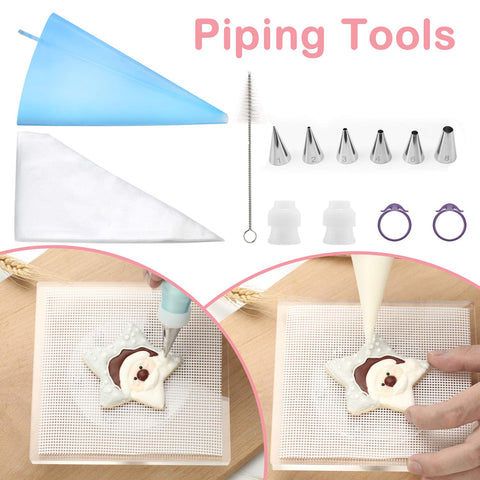 Kasmoire piping tips and reusable bags arranged to enable precise icing control