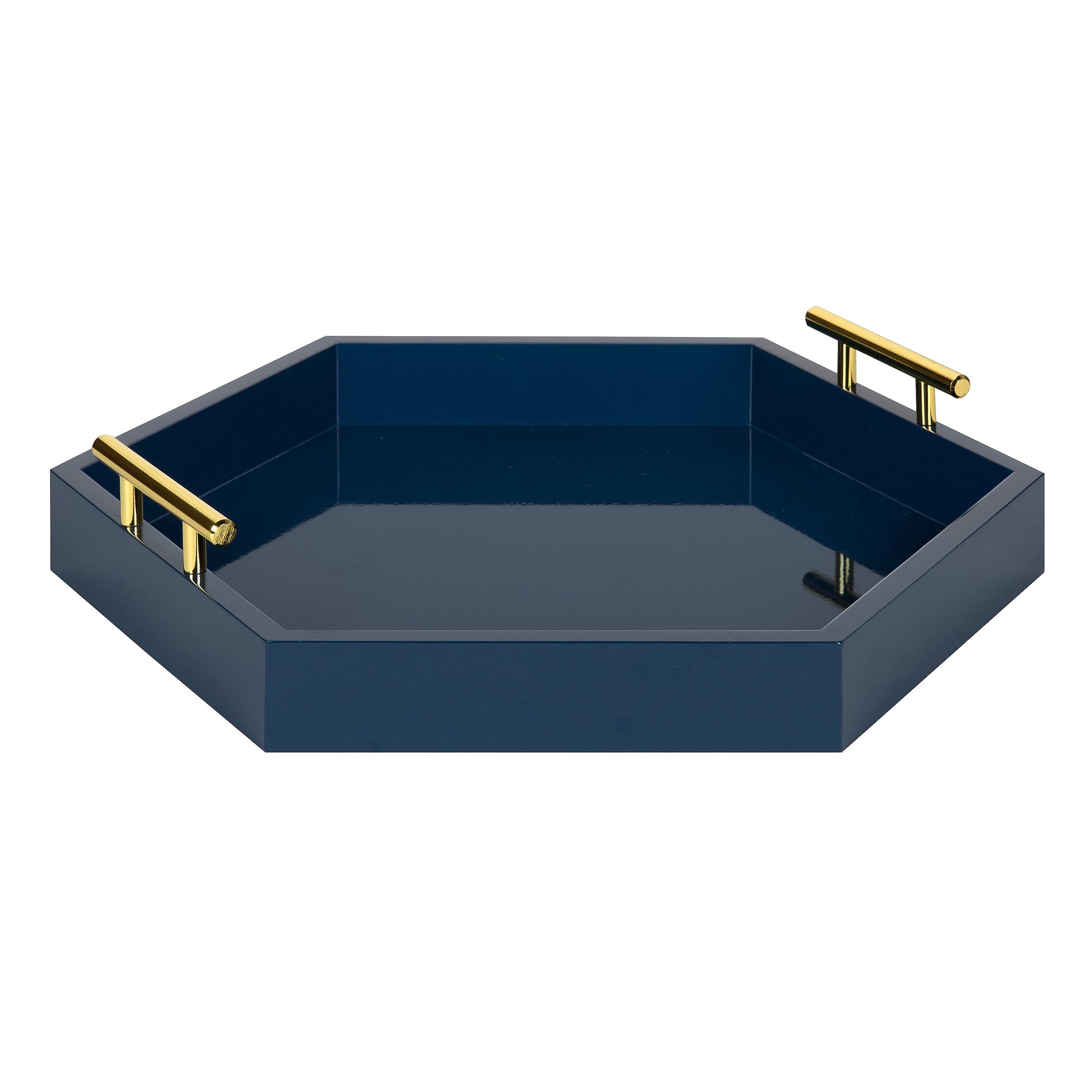 Kate and Laurel front view navy blue tray showing elegant shape and styling benefit