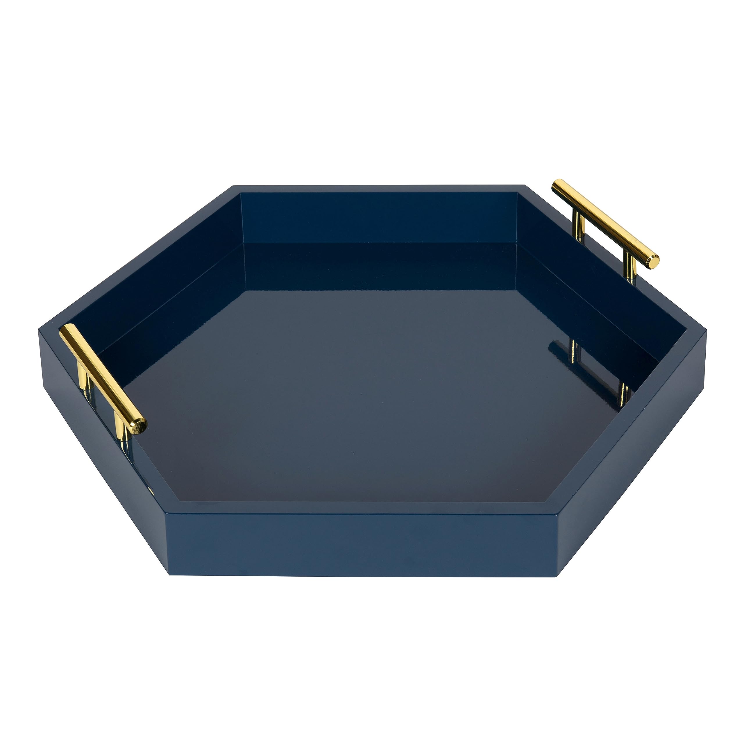 Kate and Laurel tray with drinks and folders illustrating roomy 18 inch capacity