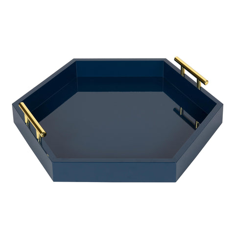 Kate and Laurel tray with drinks and folders illustrating roomy 18 inch capacity