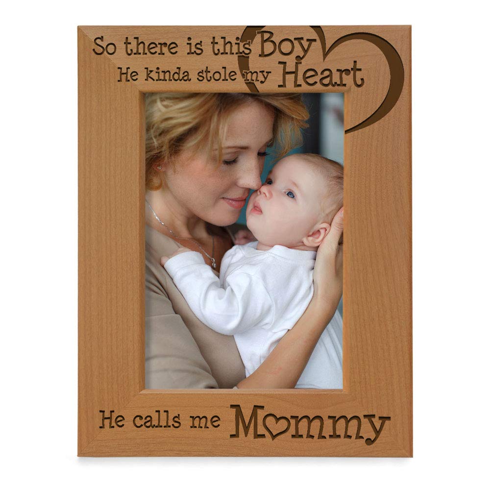 KATE POSH front view wooden frame showing engraved message and warm wood tone benefit: sentimental display