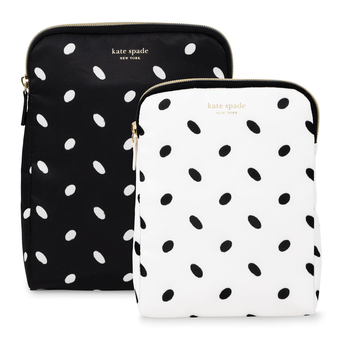 kate spade new york front view of Almond Dot snack bag set showing chic pattern and compact size
