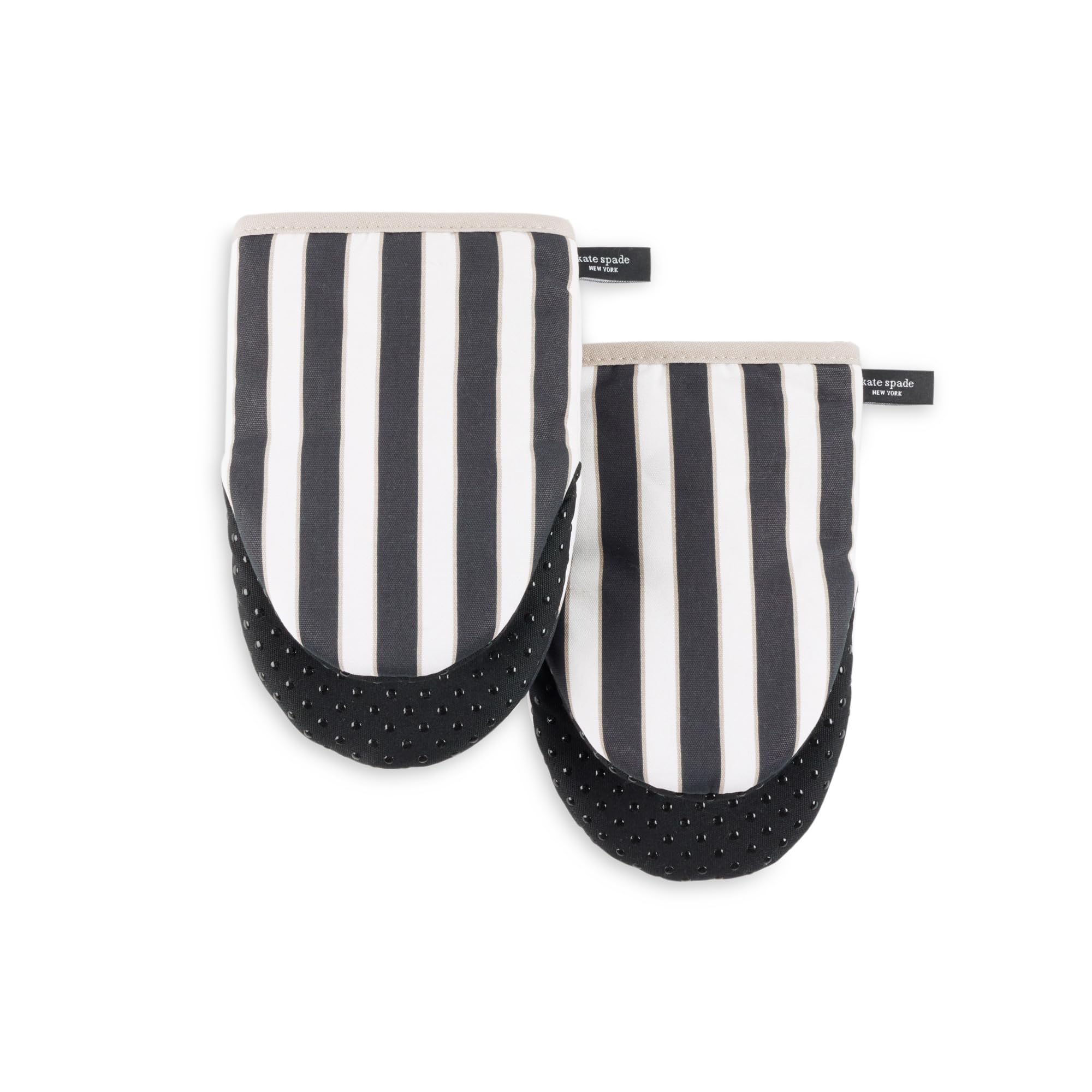 kate spade new york front view of mitts showing botanical stripe and elegance