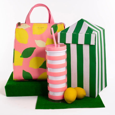 kate spade new york tote in use on a commute keeping food organized and fresh