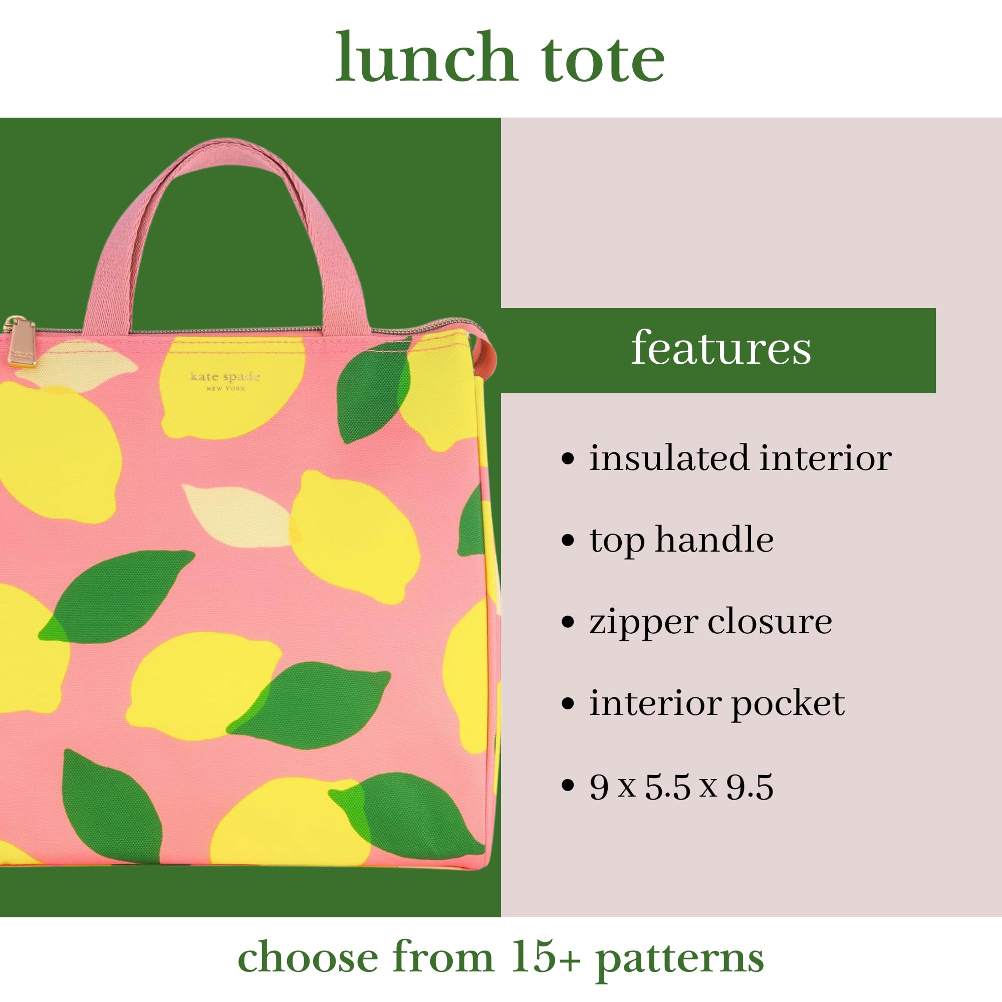 kate spade new york insulated interior close-up demonstrating easy-clean thermal lining