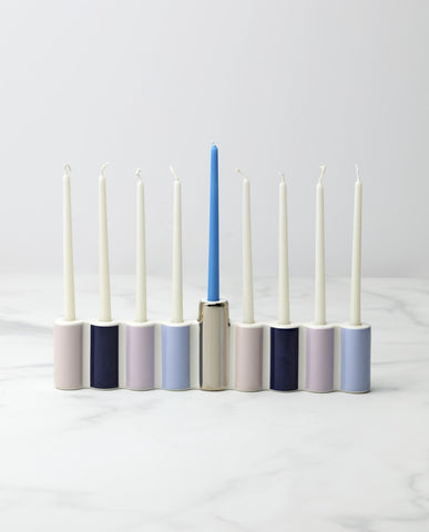kate spade new york side profile of menorah demonstrating stable base and compact depth