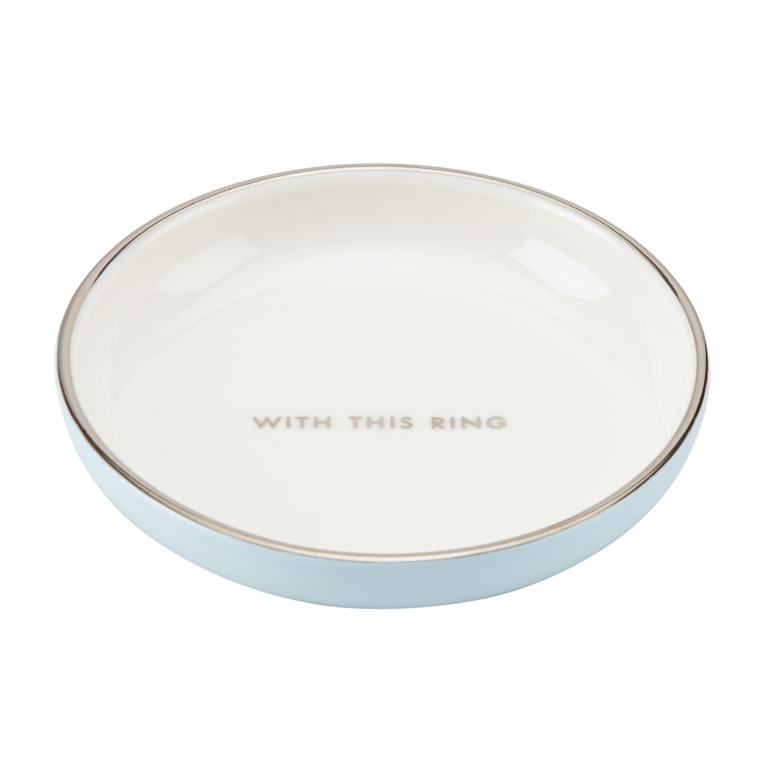 kate spade new york front view of porcelain ring holder shows elegant gold trim and keepsakes