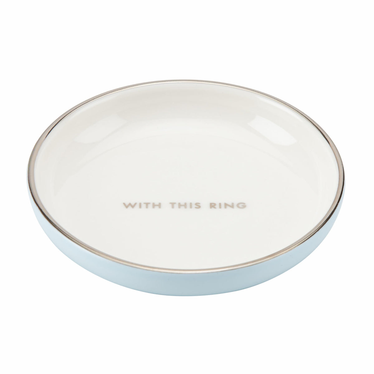 kate spade new york front view of porcelain ring holder shows elegant gold trim and keepsakes