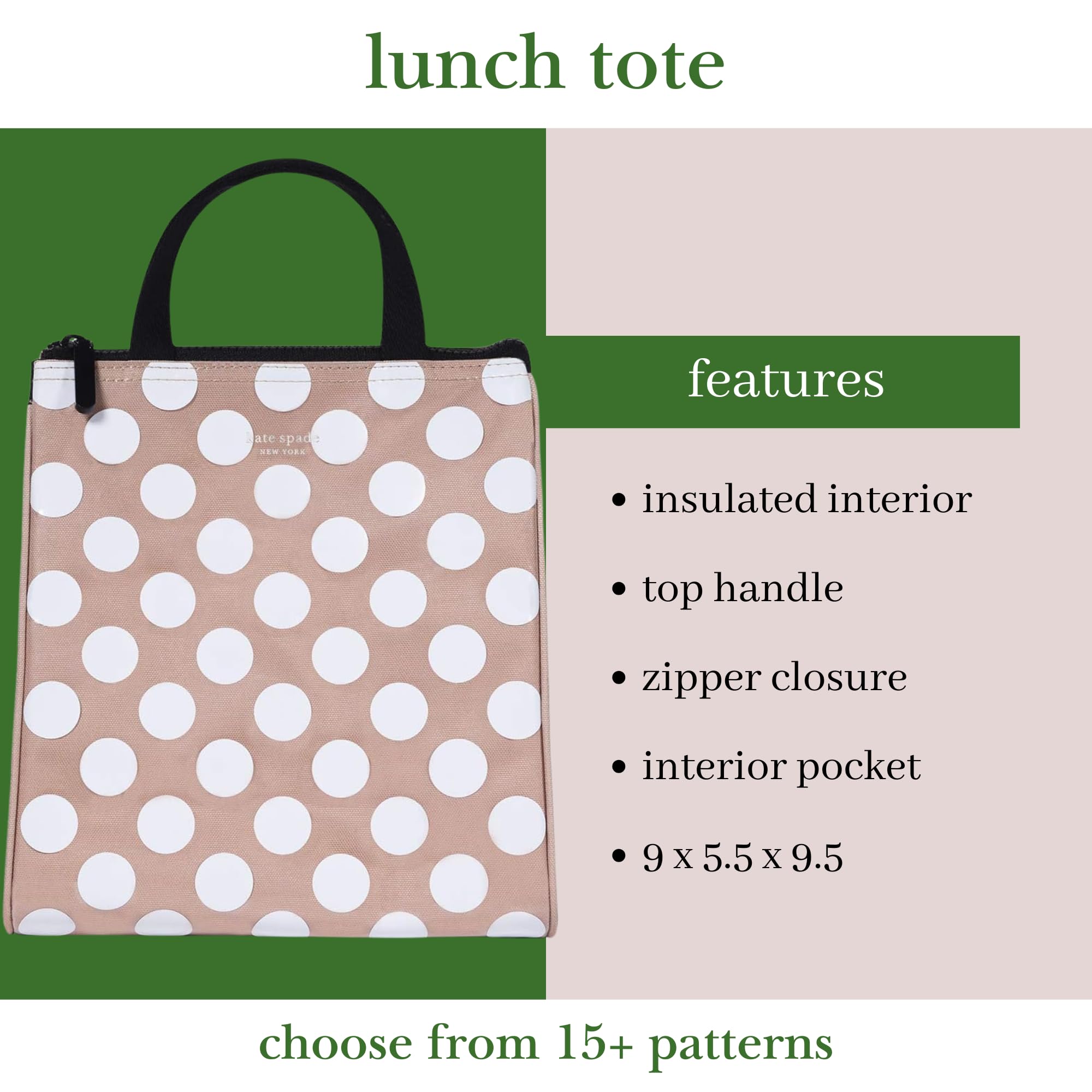 kate spade new york top zipper detail securing lunch items for safe transport