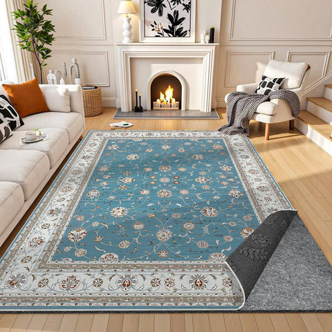 Kautudrum installed under bedroom rug for safer flooring