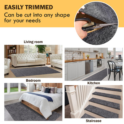 Kautudrum pad under area rug in living room improves stability