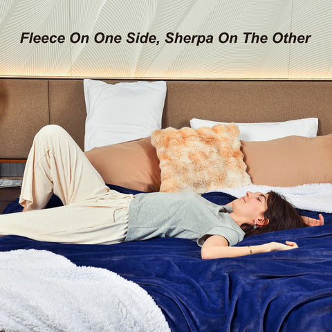 KAWAHOME sherpa next to ruler shows queen size scale and bed fit