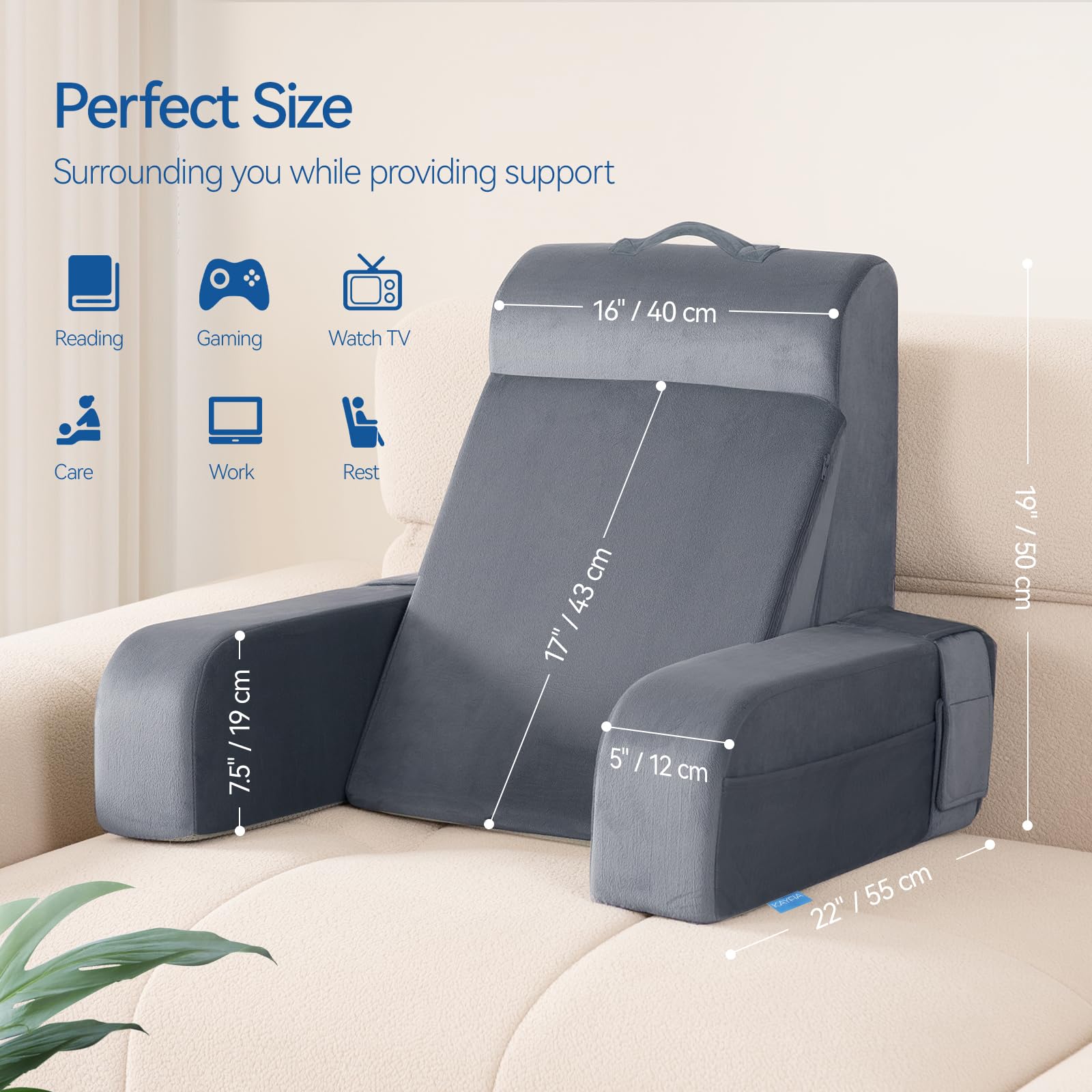 Kayfia next to a book to show 19-inch scale and space-saving design