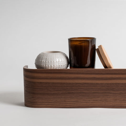 Kazai mounted in a hallway illustrating space-saving, stylish wall storage