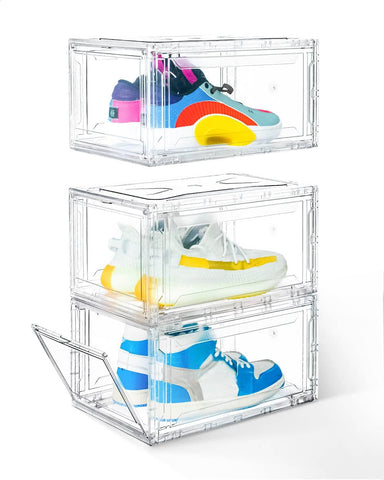KDOR clear shoe box front view showing clean display and instant visibility