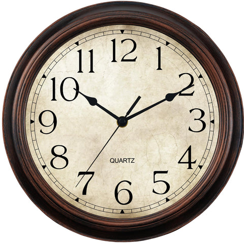 KECYET front view of 14-inch clock showing clear numerals and vintage style benefit: instant readability