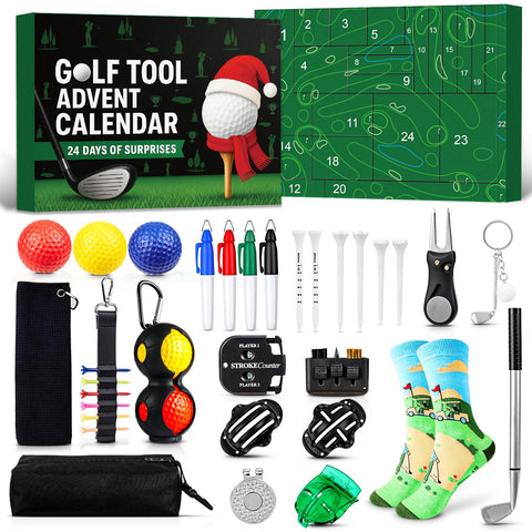 Kederwa front packaging showing 24-day golf countdown and festive design benefit excitement
