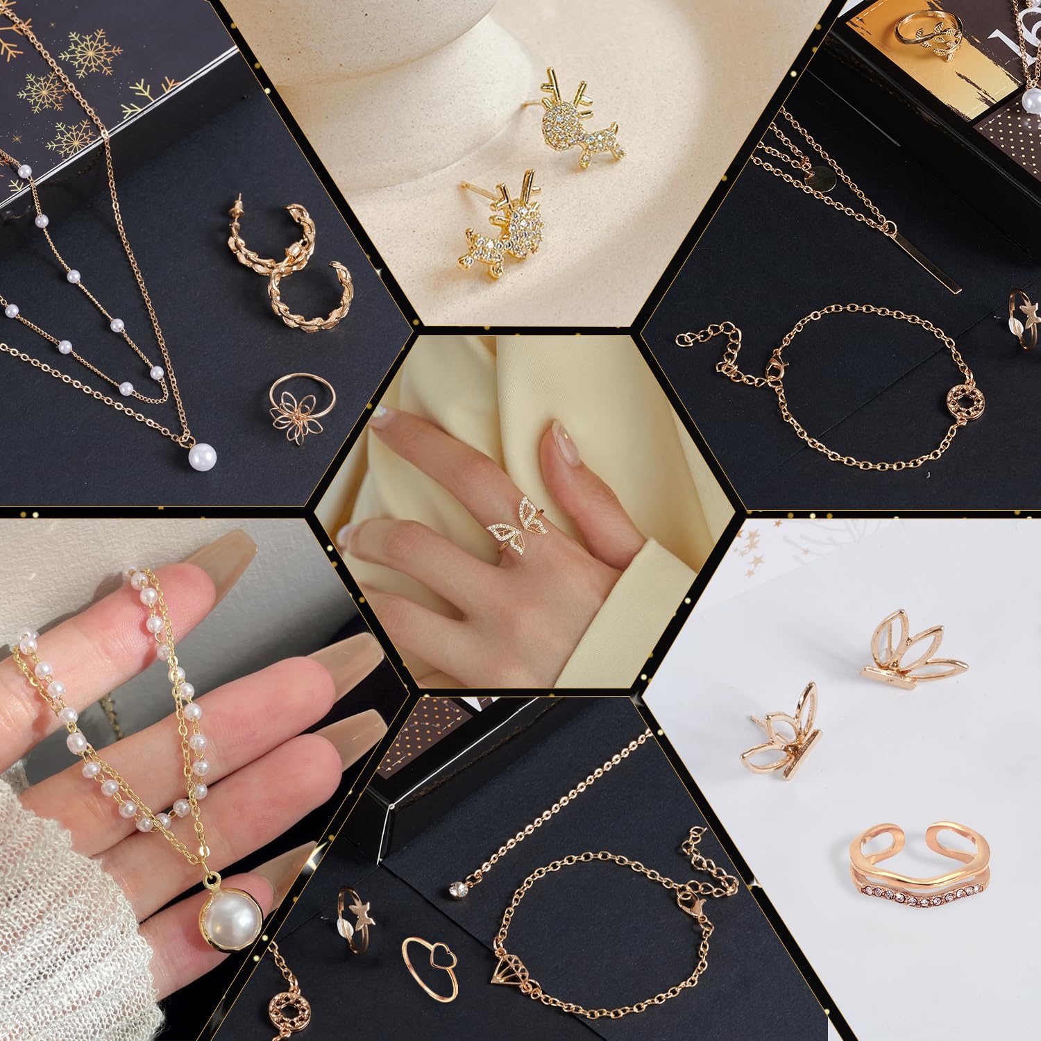 Kederwa earrings pair arrangement including studs and hoops, showcasing easy mix-and-match styling options