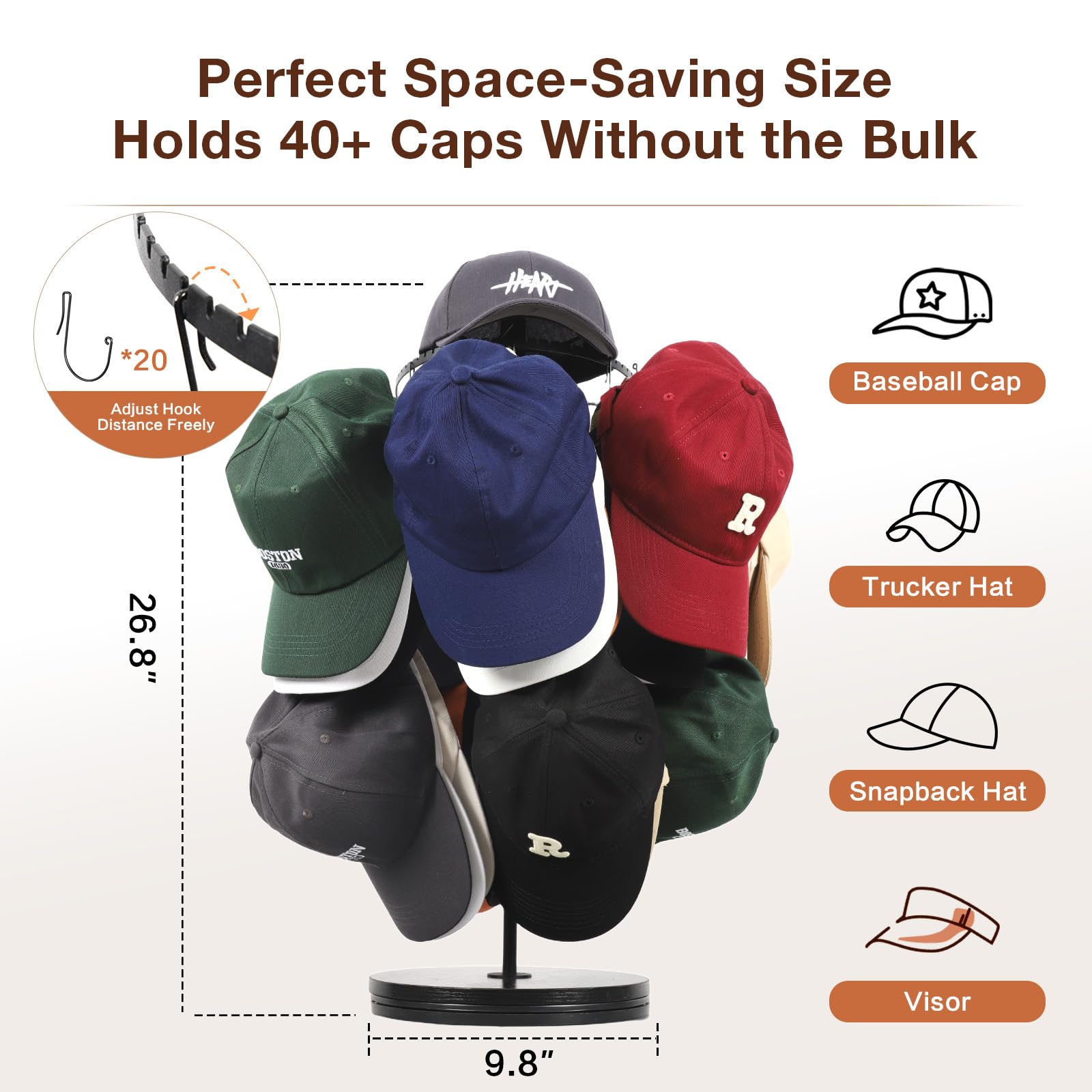 Keebofly breathable cap layout keeps hats aired and reduces odors